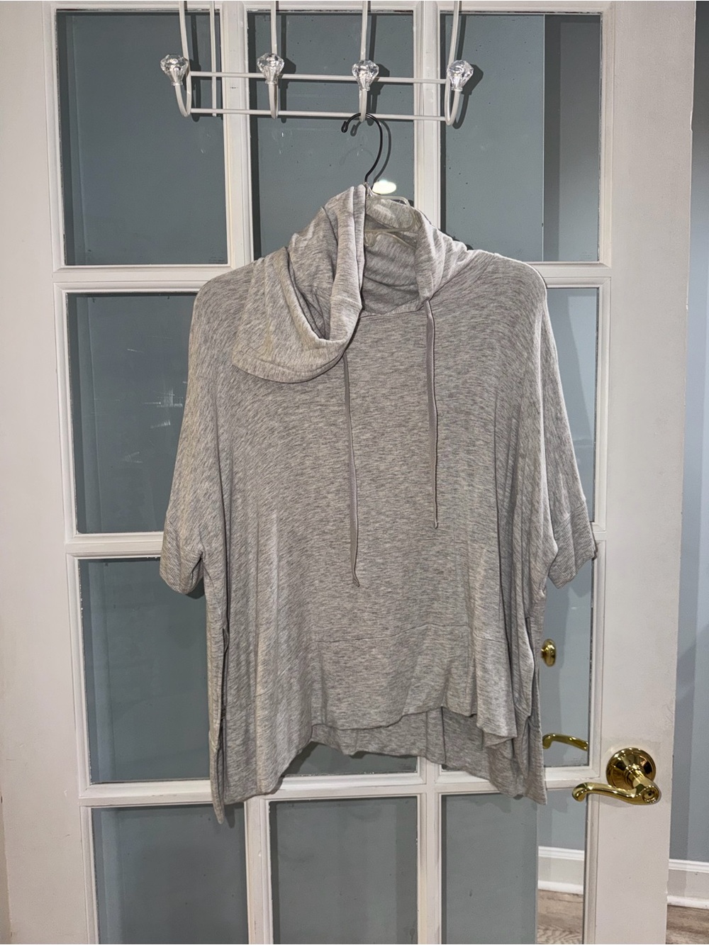 LOFT Lou & Grey Womens Sz M Poncho Oversized Stretch Terry Hoodie Drawstring Top